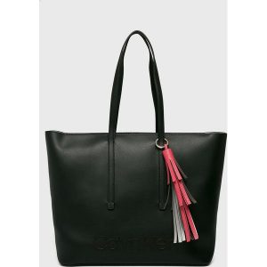 Calvin Klein - Torebka Pop. Szare shopper bag marki Calvin Klein, z materiału. Za 629,90 zł.