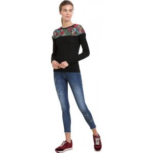 Desigual Sweter Damski Tulipan M, Czarny. Swetry klasyczne marki Desigual. W wyprzedaży za 438,00 zł.