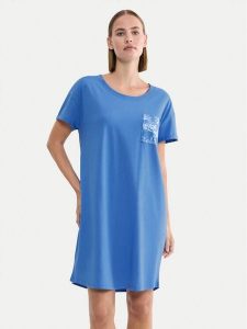 Triumph Koszula nocna 10225066 Niebieski Regular Fit. Niebieskie koszule nocne Triumph, bez wzorów, z bawełny, bez ramiączek. Za 89,99 zł.