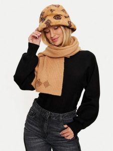 Guess Kapelusz AW5181 POL01 Brązowy. Brązowe kapelusze Guess, z aplikacjami, z materiału. Za 129,99 zł.