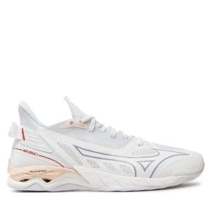 Buty halowe Mizuno. Białe buty sportowe Mizuno, bez wzorów, bez zapięcia, mizuno wave. Za 489,99 zł.
