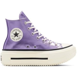 Buty sportowe Converse Chuck Taylor All Star Lift Double Stack Platform Metallic. Fioletowe trampki Converse, bez wzorów, z syntetyku, bez zapięcia. Za 421,60 zł.