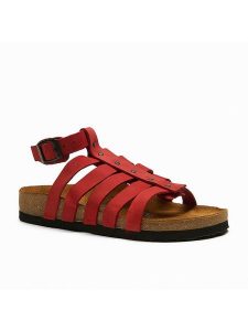 Comfortfusse Skórzane sandały "Ares" w kolorze czerwonym rozmiar: 36. Czerwone sandały Comfortfüße, bez wzorów, z nubiku, z otwartym noskiem, bez obcasa, bez zapięcia. Za 260,99 zł.