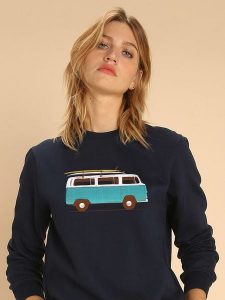 WOOOP Bluza "Blue Van" w kolorze granatowym rozmiar: S. Niebieskie bluzy Wooop, s, bez wzorów, bez kaptura. Za 108,99 zł.