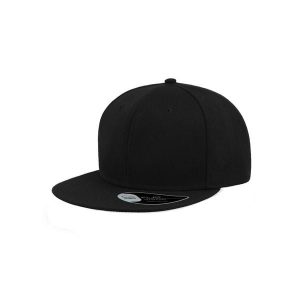 6panelowa Czapka Snap Back Flat Visor. Czarne czapki ATLANTIS, bez wzorów. Za 49,99 zł.