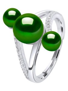 Pearl Addict Srebrny pierścionek z perłami rozmiar: onesize. Szare pierścionki Pearl Addict, z cyrkonią, srebrne. Za 316,24 zł.
