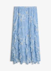 Spódnica maxi z lekkiego szyfonu. Niebieskie spódnice bonprix, bez wzorów, z szyfonu, maxi. Za 79,99 zł.