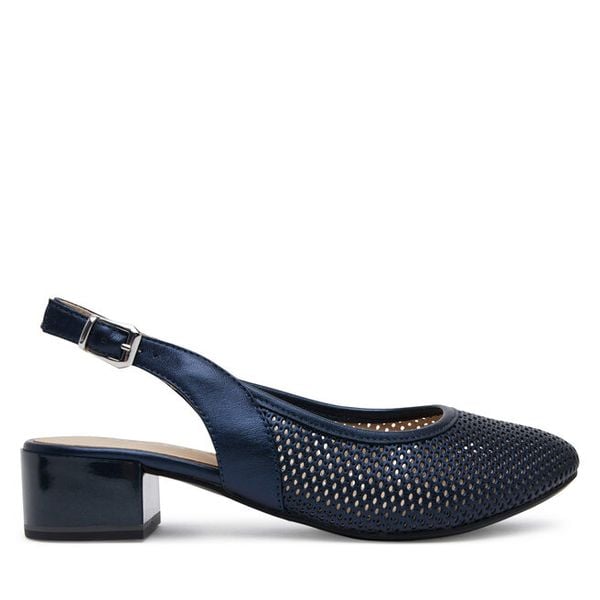 Sandały Caprice. Niebieskie sandały Caprice, bez wzorów, bez obcasa, na słupku, bez zapięcia. Za 339,99 zł.