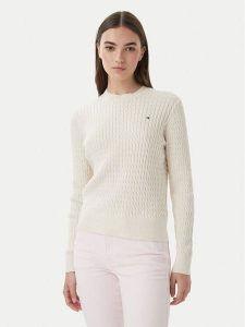 Tommy Hilfiger Sweter WW0WW44993 Écru Regular Fit. Białe swetry klasyczne TOMMY HILFIGER, xl, z bawełny, bez kołnierzyka. Za 529,99 zł.
