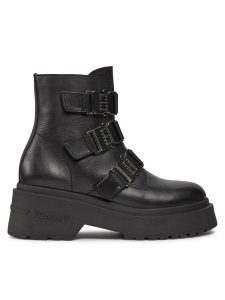Tommy Jeans Botki Tjw Chunky Boot Hardware EN0EN02443 Czarny. Czarne botki Tommy Jeans, bez wzorów, z jeansu, bez obcasa, na słupku, bez zapięcia. Za 579,99 zł.