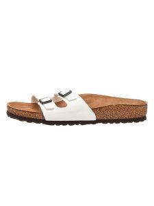 Birkenstock Klapki "Ibiza" w kolorze białym rozmiar: 41. Białe klapki Birkenstock, bez wzorów, z otwartym noskiem, bez obcasa. Za 187,52 zł.