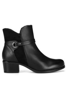 Go Soft Botki EST-GUSTA-01 Czarny. Czarne botki Go Soft, bez wzorów, ze skóry, bez obcasa, na płaskiej podeszwie, bez zapięcia. Za 249,99 zł.