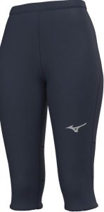 Damskie legginsy 3/4 Mizuno MZNRB. Niebieskie legginsy Mizuno, bez wzorów, z materiału, z podwyższonym stanem. Za 214,25 zł.
