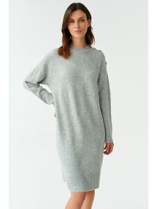 TATUUM Sukienka dzianinowa w kolorze szarym rozmiar: M. Szare sukienki Tatuum, na co dzień, m, bez wzorów, z dzianiny, bez kołnierzyka, bez ramiączek, midi, proste. Za 156,98 zł.