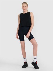 4F Legginsy krótkie dzianinowe damskie - czarne XXL. Czarne legginsy 4f, bez wzorów, z dzianiny, z podwyższonym stanem, krótkie. Za 79,99 zł.