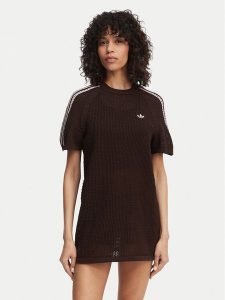 Adidas Sukienka dzianinowa Knitted Crochet KE0203 Brązowy Loose Fit. Brązowe kombinezony ADIDAS, l, bez wzorów, z dzianiny, bez kołnierzyka, bez ramiączek. Za 329,99 zł.