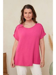 Curvy Lady Bluzka w kolorze różowym rozmiar: 48/50. Różowe bluzki Curvy Lady, bez wzorów, klasyczne, bez kołnierzyka, bez ramiączek. Za 74,46 zł.
