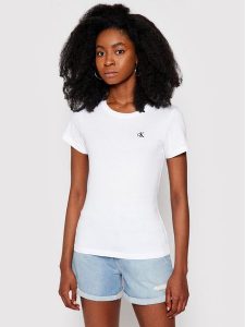 Calvin Klein Jeans T-Shirt J20J212883 Biały Slim Fit. Białe t-shirty Calvin Klein Jeans, s, bez wzorów, z bawełny, bez kołnierzyka, bez ramiączek. Za 109,99 zł.