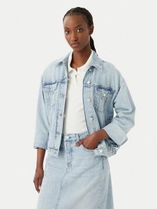 Tommy Jeans Kurtka jeansowa DW0DW23471 Niebieski Relaxed Fit. Niebieskie kurtki Tommy Jeans, xl, bez wzorów, z jeansu, bez kaptura. Za 554,99 zł.