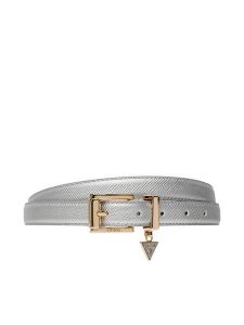 Guess Pasek Damski BW9256 P5325 Srebrny. Szare paski Guess, z aplikacjami, ze skóry. Za 199,99 zł.
