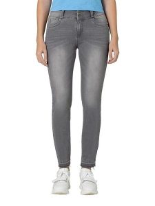 Timezone Dżinsy "Enya" - Slim fit - w kolorze szarym rozmiar: W32. Szare jeansy Timezone, z aplikacjami, z podwyższonym stanem. Za 131,74 zł.