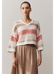 More & More Sweter w kolorze beżowo-jagodowym rozmiar: 34. Brązowe swetry oversize More & More, bez wzorów, bez ramiączek. Za 158,10 zł.