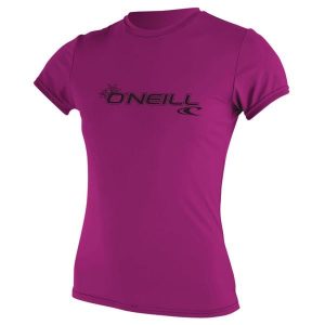 Koszulka do pływania damska O'Neill Basic Skins Sun Shirt. Czerwone bluzki O'Neill, m, bez wzorów, sportowe, bez kołnierzyka, bez ramiączek. Za 156,50 zł.