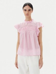 ONLY Bluzka Katti 15337637 Różowy Regular Fit. Czerwone bluzki ONLY, m, bez wzorów, z bawełny, bez kołnierzyka, bez ramiączek. Za 79,99 zł.