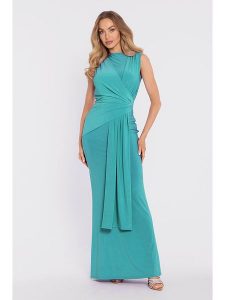Made of emotion Sukienka w kolorze turkusowym rozmiar: L. Niebieskie sukienki Made Of Emotion, l, bez wzorów, bez kołnierzyka, bez ramiączek, maxi, kopertowe. Za 254,99 zł.