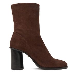 Botki GINO ROSSI. Brązowe botki Gino Rossi, bez wzorów, bez obcasa, na słupku, bez zapięcia. Za 399,99 zł.