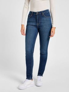 DAMSKIE SPODNIE LEE SCARLETT HIGH NEW LENGHTS 112354412. Jeansy Lee, bez wzorów, z jeansu. Za 209,99 zł.