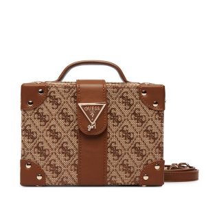 Torebka Guess. Brązowe kuferki Guess, z aplikacjami, bez dodatków. Za 344,99 zł.