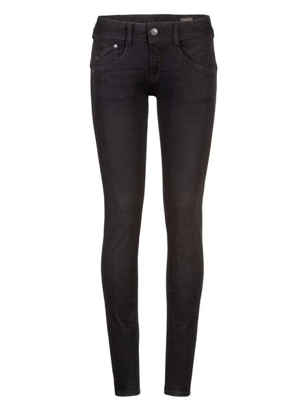 Herrlicher Dżinsy - Skinny fit - w kolorze czarnym rozmiar: W27. Czarne jeansy Herrlicher, z aplikacjami, ze skóry. Za 153,34 zł.