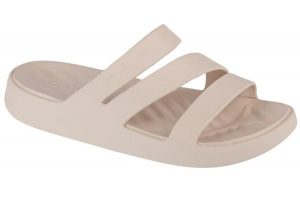 Klapki damskie Crocs 209587160. Brązowe klapki Crocs, bez wzorów, z materiału, bez obcasa. Za 256,00 zł.