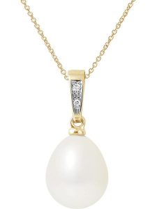 Pearl Addict Złota zawieszka z diamentami i perłą rozmiar: onesize. Białe zawieszki Pearl Addict, z diamentem, srebrne. Za 677,64 zł.