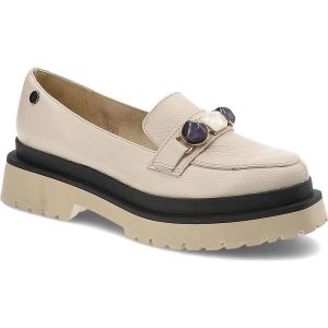 Beżowe Półbuty Damskie Blu Eleganckie Obuwie. Brązowe półbuty Blu, bez wzorów, ze skóry, bez obcasa, na płaskiej podeszwie, bez zapięcia. Za 319,00 zł.