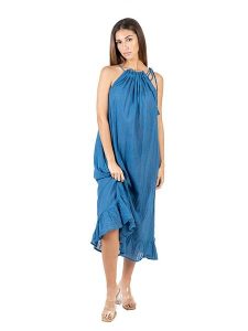 Isla Bonita by SIGRIS Sukienka w kolorze niebieskim rozmiar: XL. Niebieskie sukienki Isla Bonita by SIGRIS, na co dzień, xl, bez wzorów, z bawełny, bez kołnierzyka, bez ramiączek, maxi, proste. Za 180,06 zł.
