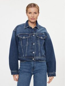 Pepe Jeans Kurtka jeansowa Turner Sparkle PL402328 Granatowy Relaxed Fit. Niebieskie kurtki Pepe Jeans, m, bez wzorów, z bawełny, bez kaptura. Za 429,99 zł.