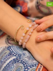 L'Atelier de Gaia Bransoletki (3 szt.) z różowym kwarcem rozmiar: onesize. Czerwone bransoletki L'Atelier de Gaia, z kwarcem, z mosiądzu. Za 51,95 zł.