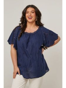 Curvy Lady Bluzka w kolorze granatowym rozmiar: 40/42. Niebieskie bluzki Curvy Lady, bez wzorów, klasyczne, bez kołnierzyka, bez ramiączek. Za 118,56 zł.