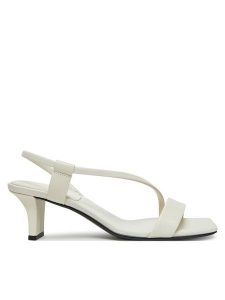 Calvin Klein Sandały Heel Sandal 50 Squared Lth HW0HW02534 Biały. Białe sandały Calvin Klein, bez wzorów, ze skóry, bez obcasa, na słupku, bez zapięcia. Za 319,99 zł.