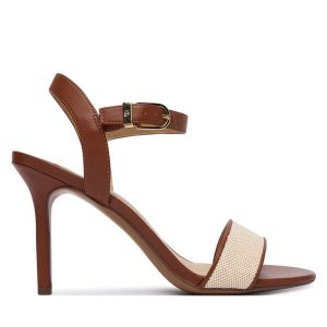 Sandały LAUREN RALPH LAUREN. Brązowe sandały Lauren Ralph Lauren, bez wzorów, bez obcasa, na szpilce, bez zapięcia. Za 585,99 zł.