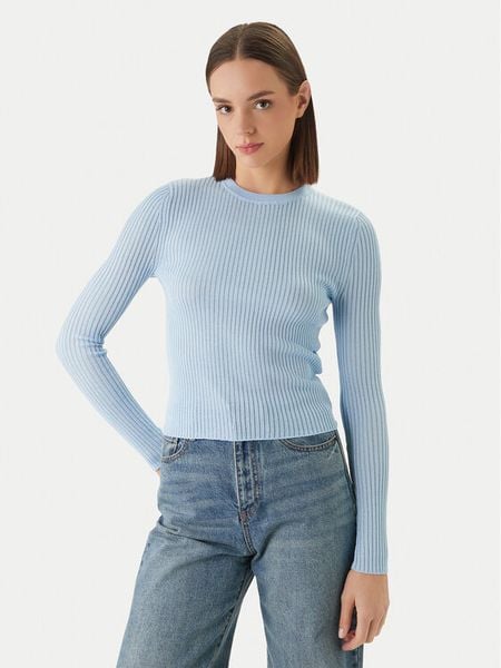 HUGO Sweter Somya_B 50554221 Błękitny Slim Fit. Niebieskie swetry klasyczne Hugo, m, z wełny, bez kołnierzyka. Za 429,99 zł.