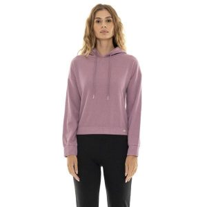Bluza z kaptur na co dzień na siłownię. Fioletowe bluzy LEONE 1947 APPAREL, bez wzorów, z lycry, bez kaptura. W wyprzedaży za 124,24 zł.
