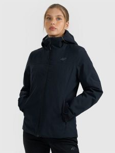4F Kurtka narciarska membrana 5000 damska - czarna XXL. Czarne kurtki 4f, na zimę, xxl, bez wzorów, z materiału, bez kaptura. Za 349,99 zł.