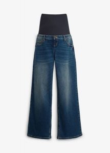 Jeansy ciążowe z bawełny organicznej, wide leg. Brązowe jeansy bonprix, bez wzorów, z bawełny. Za 189,99 zł.