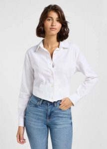 DAMSKA KOSZULA LEE POCKETLESS SHIRT BRIGHT WHITE 112363627. Białe koszule Lee, s, bez wzorów, bez kołnierzyka, bez ramiączek. Za 179,00 zł.