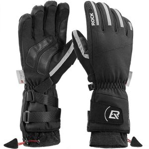 Rękawiczki rowerowe długie dla dorosłych zimowe Rockbros S241 z membraną. Czarne rękawiczki ROCKBROS, na zimę, bez wzorów. Za 169,00 zł.