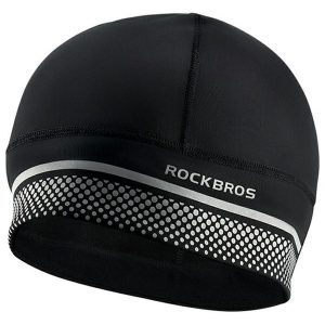 ROCKBROS Czapka Rowerowa Zimowa z Ochroną Uszu i Wiatroszczelna. Czarne czapki ROCKBROS, bez wzorów, z polaru, sportowe. Za 75,72 zł.