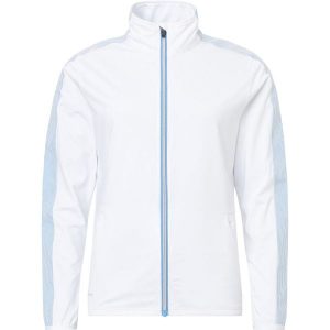 Kurtka dresowa midlayer damska Abacus Bovey. Białe kurtki ABACUS, bez wzorów, z dresówki, bez kaptura. Za 413,30 zł.